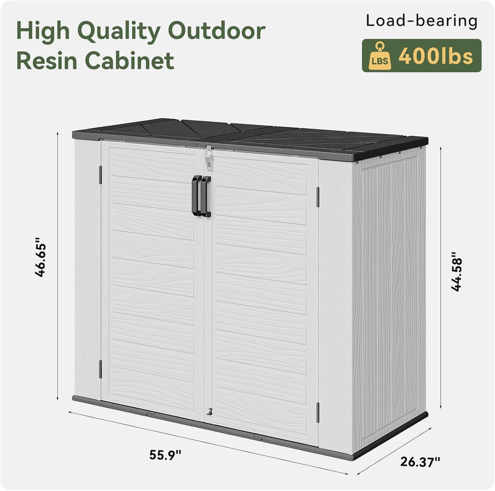 AOXUN Horizontal Storage Sheds 41 Cu.ft, Outdoor Storage Box 160 Gallon, Wate...