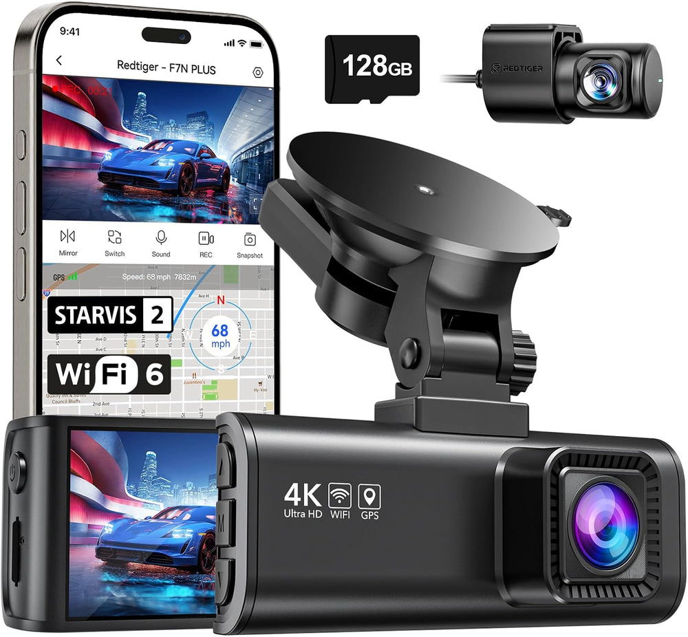 REDTIGER F7NP 4K Dash Cam Front Rear, STARVIS 2 Sensor, Free Card Included
