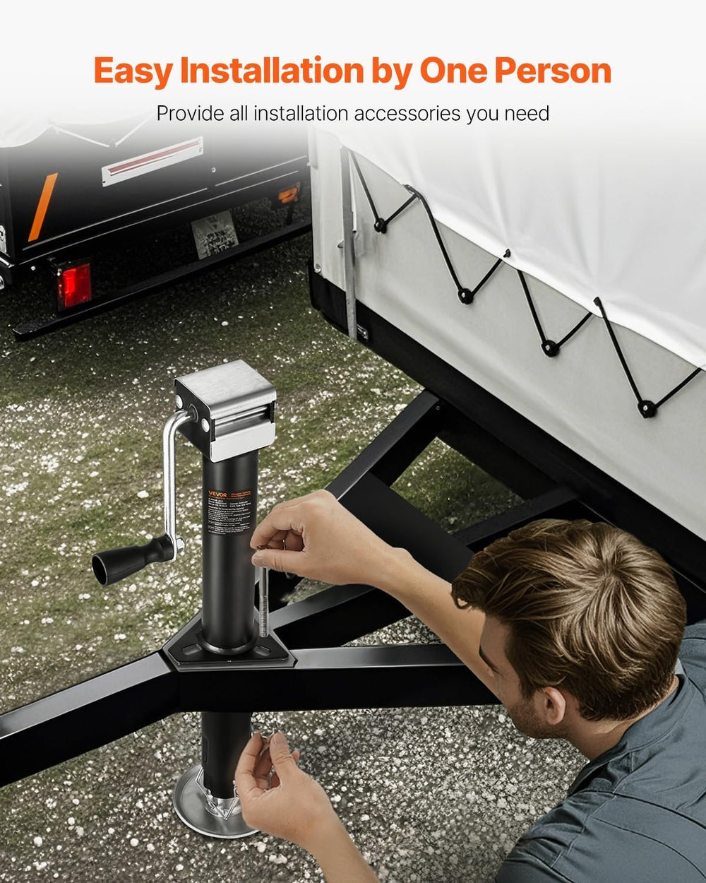VEVOR 5000 lbs A-Frame Trailer Jack, 15" Vertical Travel, Adjustable Dro...