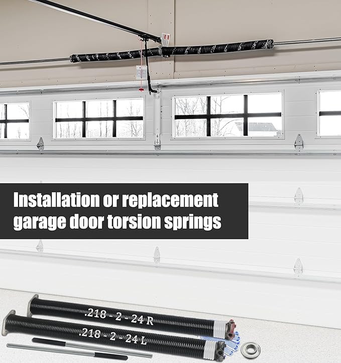 Garage Door Torsion Spring Set, Pair of 2" Electrophoresis Coated Garage...
