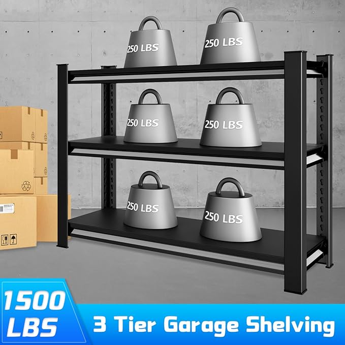40" W Garage Shelving Heavy Duty，1500LBS Loads Adjustable Garage Storage...