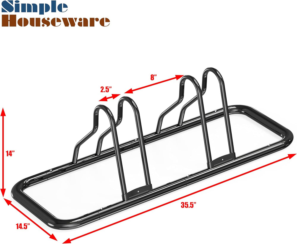 Simple Houseware 2-Bike Adjustable Floor Storage Rack for Garage, Black