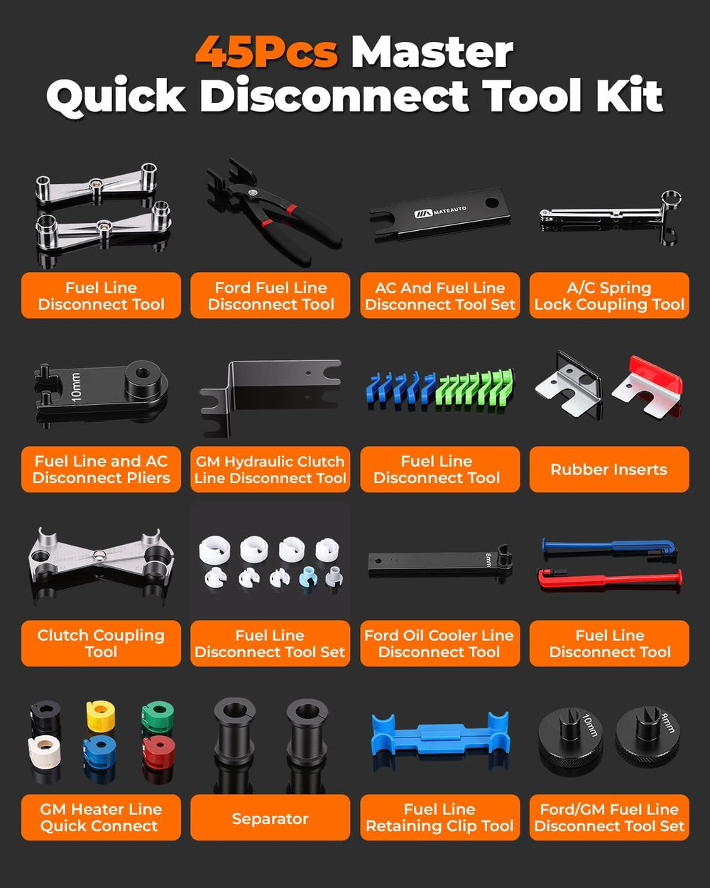 45 Piece Fuel Line Disconnect Tool Set