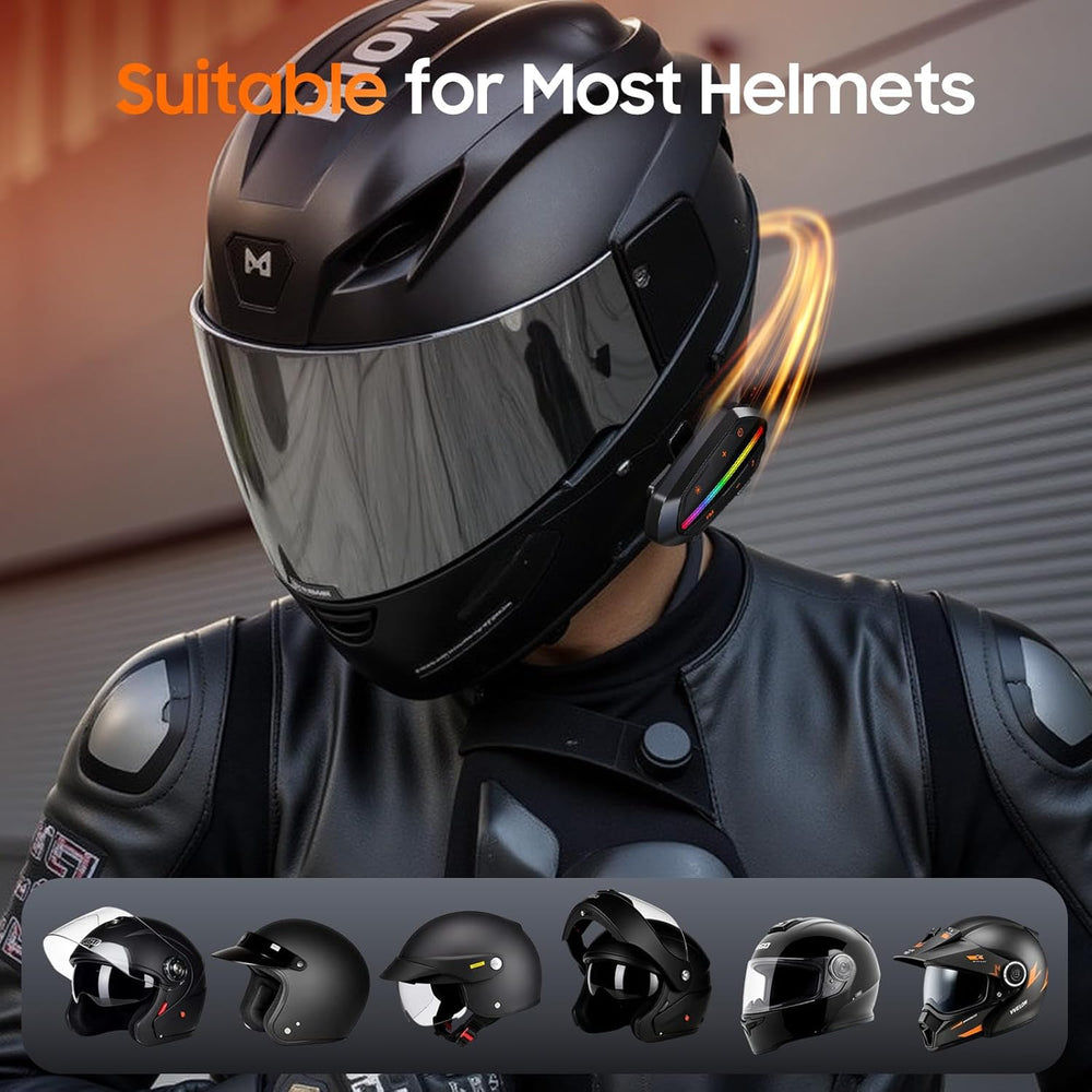Motorcycle Bluetooth Headset V5.3, Noise Cancelling Helmet Speakers with High...