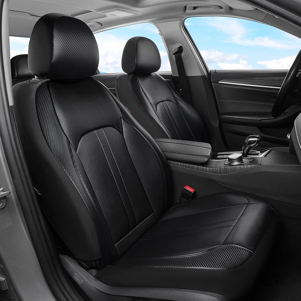 Coverado Leather Car Seat Covers Full Set & Carbon Fiber, Waterproof and ...