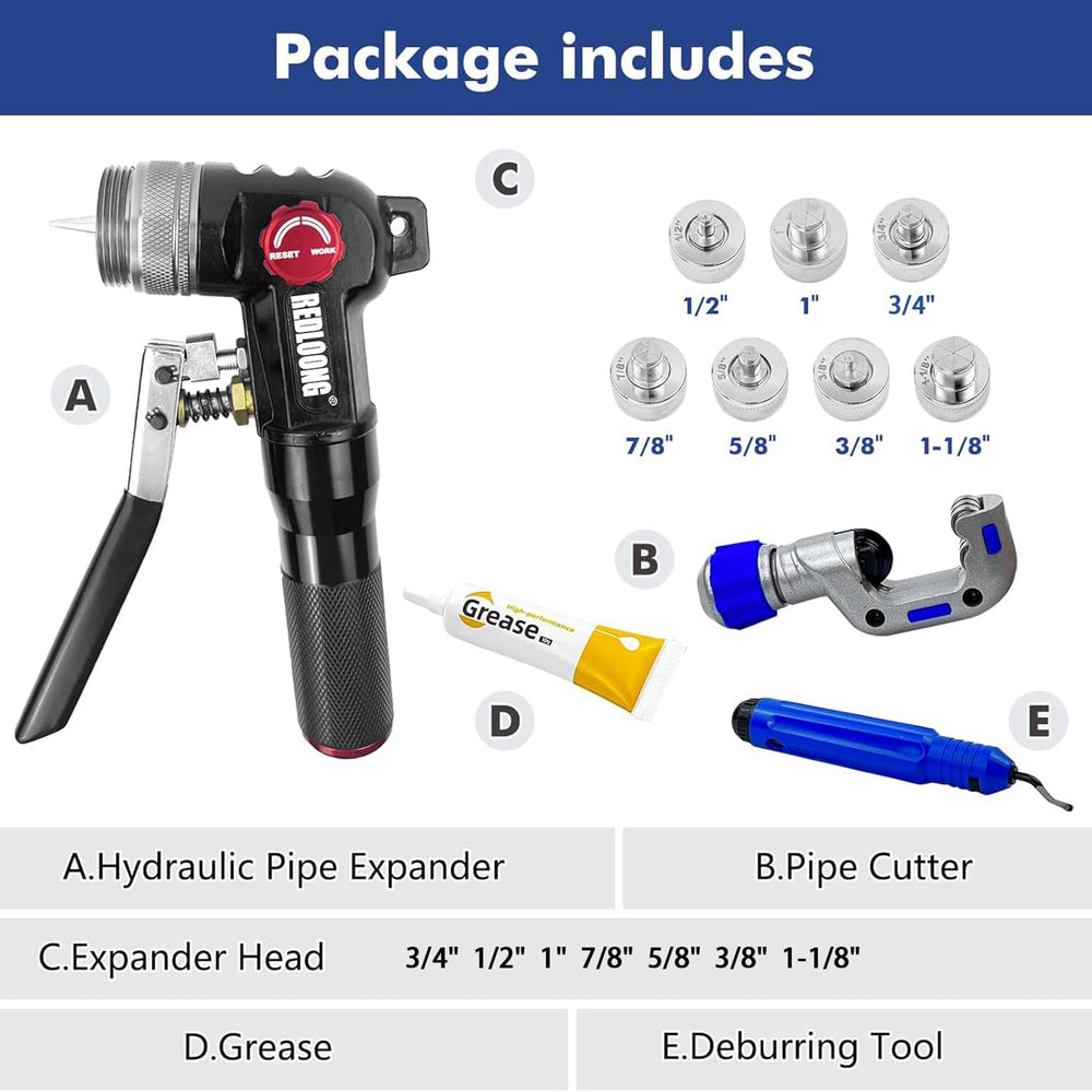 HVAC Hydraulic Swaging Tool Kit for Copper Tubing