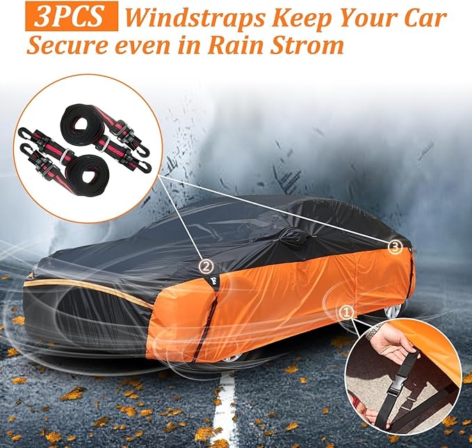 Waterproof Car Cover for Automobiles, All Weather Full Exterior Covers Fit for