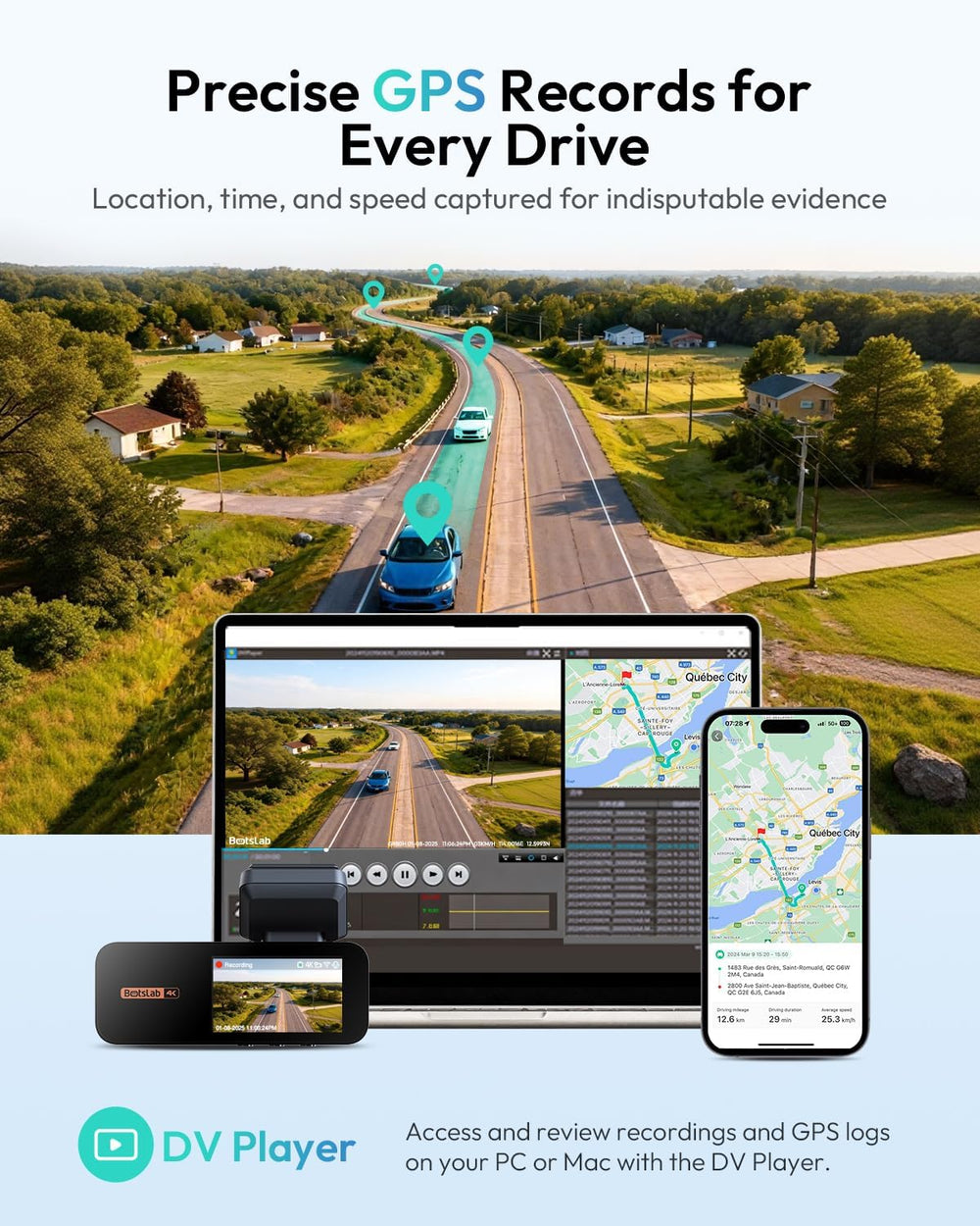 BOTSLAB G980H 4K STARVIS Dash Cam Front and Rear, No SD Card[2026 Upgraded]