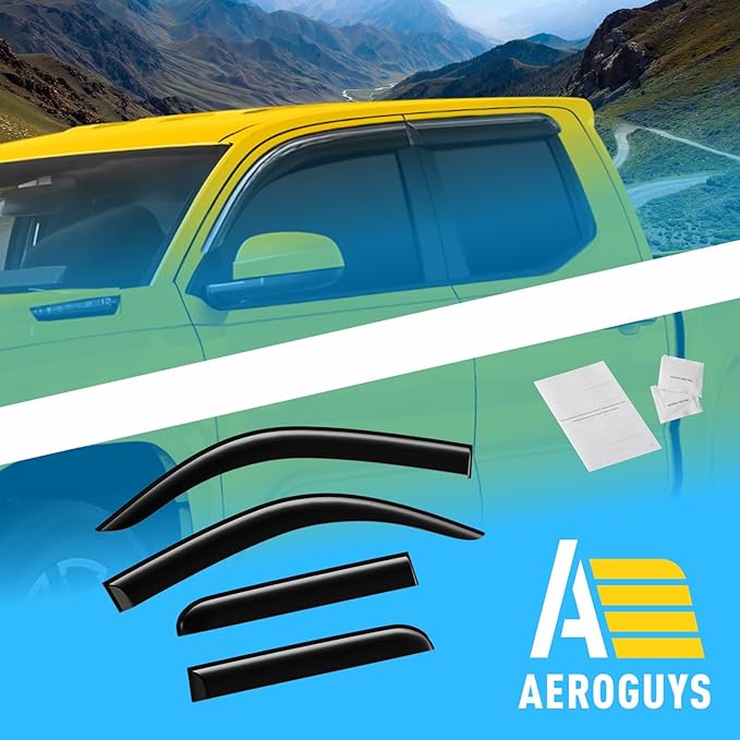 Extra Durable Window Deflectors Tape-On Window Visors Rain Guards Fit (2 pcs)