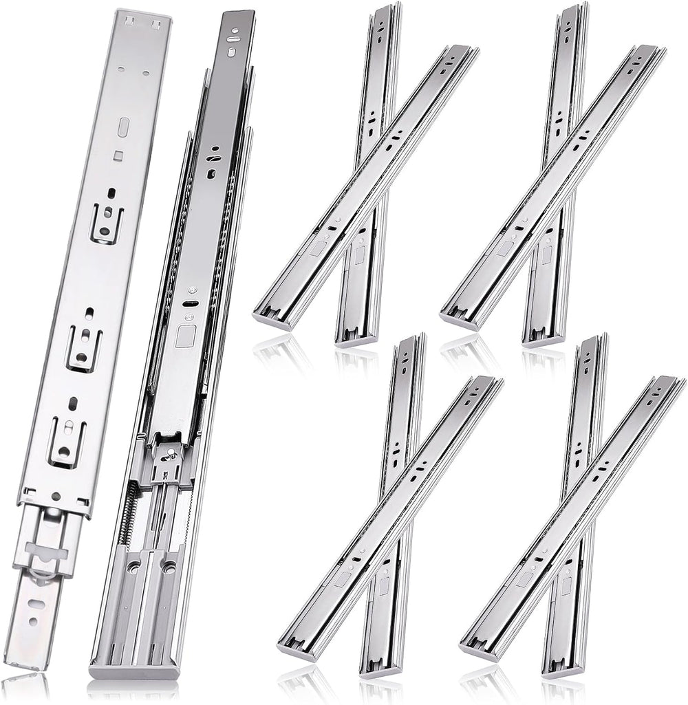 22 inch Drawer Slides 4 Pairs (8pcs) Soft Close 3 fold Full Extension Side Mo...