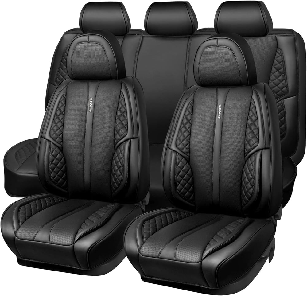 CAR PASS Nappa Leather Car Seat Covers Full Set, Luxury Seat Protector for Ca...