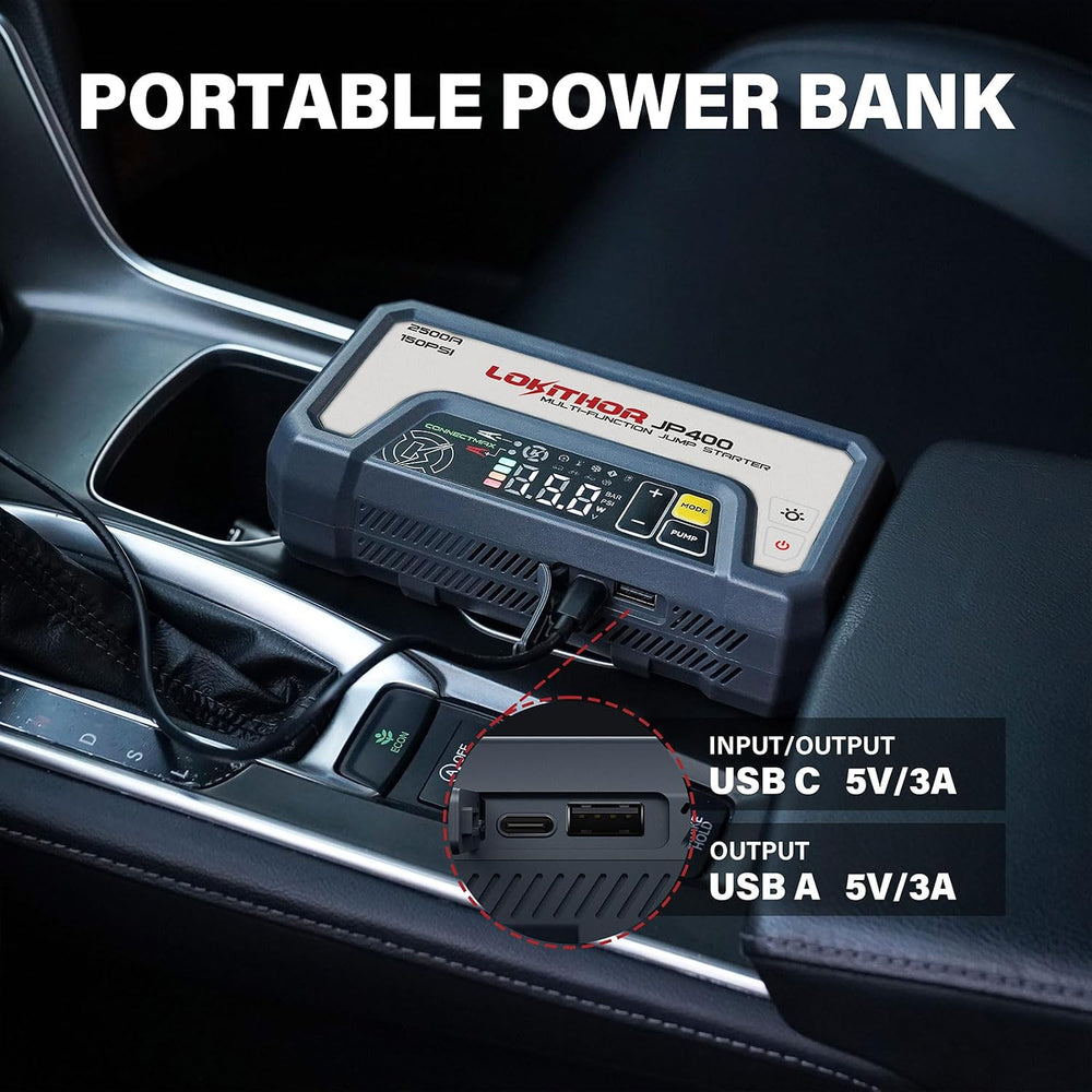 LOKITHOR JP400 Jump Starter with Air Compressor for 8.5L Gas/6.5L Diesel