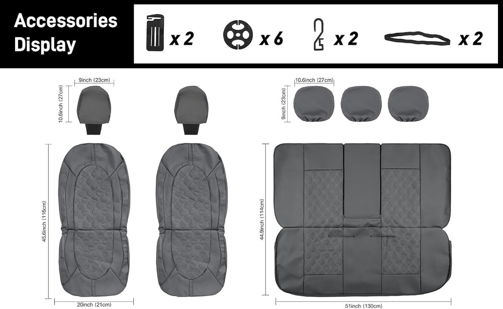 Luxury PU Leather Car Seat Covers Front Set - Anti-Stain Waterproof Automotiv...