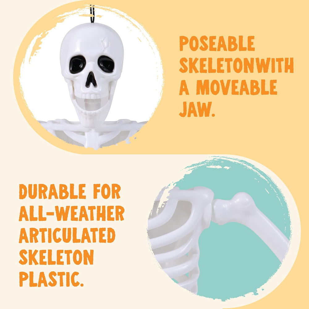 JOYIN 5 PCS 16" Blacklight Reactive Halloween Skeleton, Small Skeleton D...