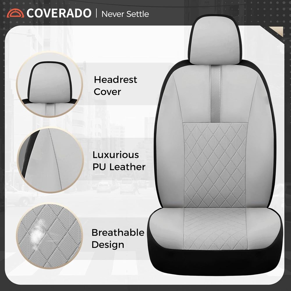 Coverado Car Seat Covers Front Pair, Automotive Leather Seat Covers for Car，U...