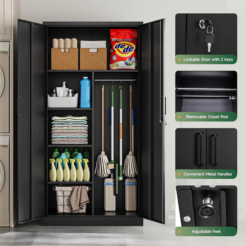 Letaya Metal Storage Cabinets Locker with Lock Door, 72'' Clothing Co...