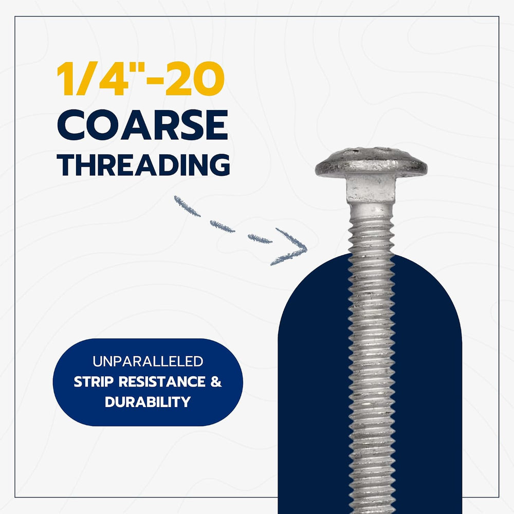 1/4" x 2-1/2" (100 Pack) Galvanized Carriage Bolt Kit Grade 307A In...