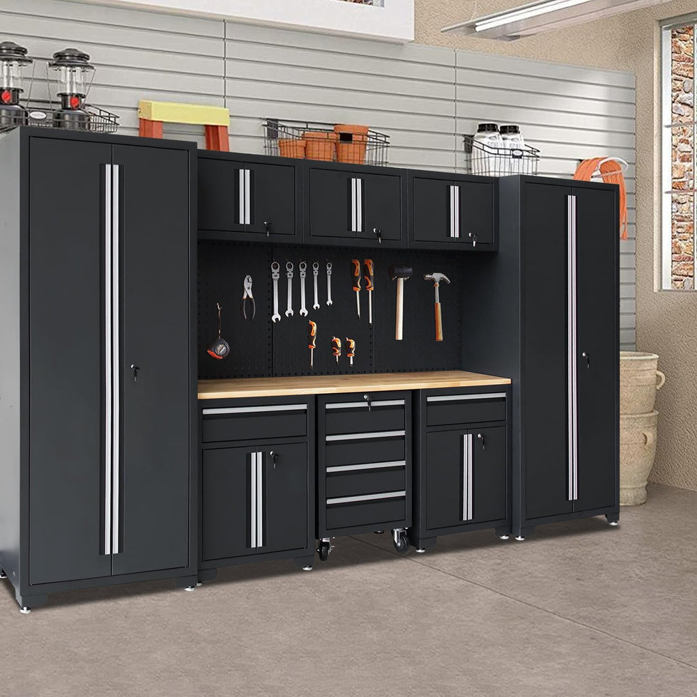 Garage Storage Cabinet System 12-Pcs Workshop Set, Black