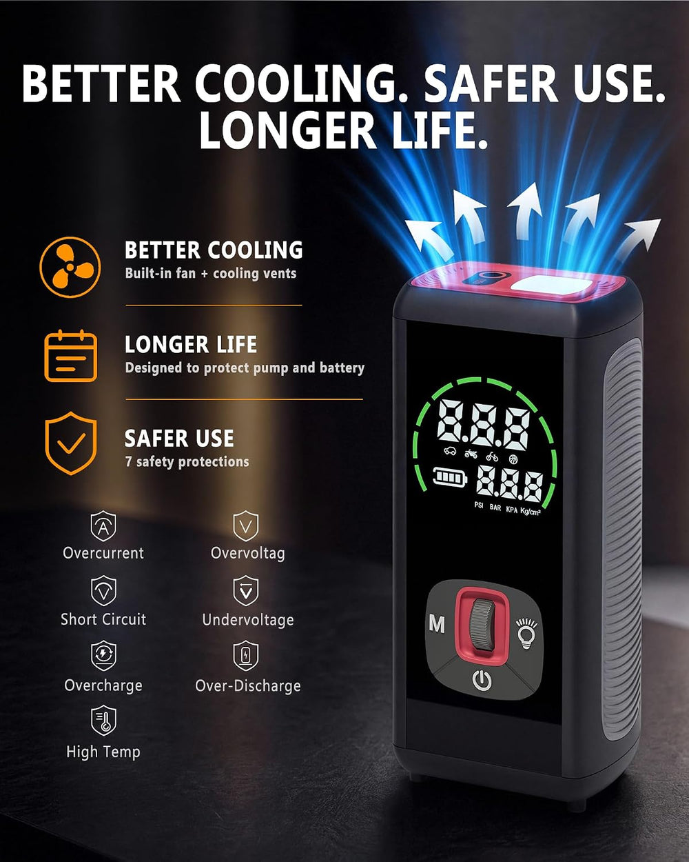 Wireless Tire Inflator Portable Air Compressor, 150PSI, 6000mAh Battery Power...