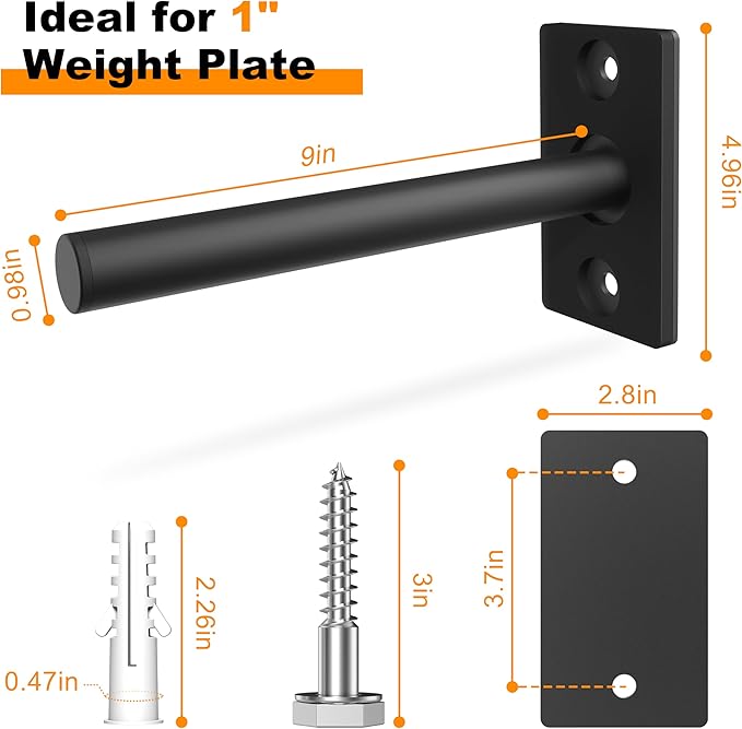 Weight Plate Holder, Wall Mounted Weight Rack Storage