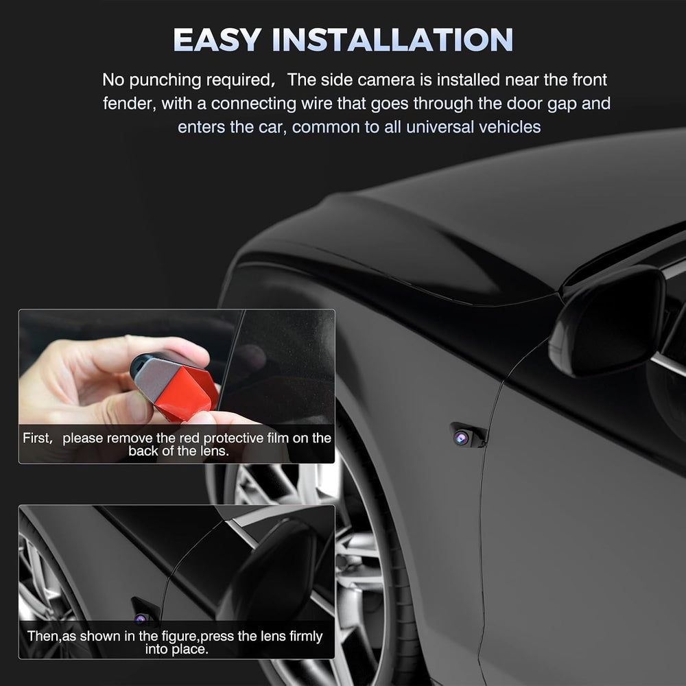 360° View 4 Channel Mirror Dash Cam Detached Side Camera for Cars
