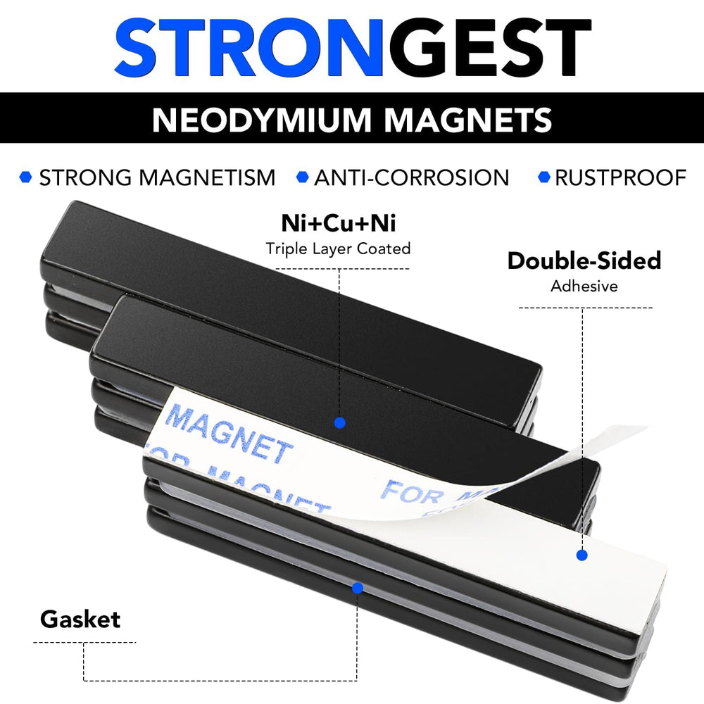 Neodymium Strong Magnets，60 Pcs Magnet Strip for Fridge Craft Black