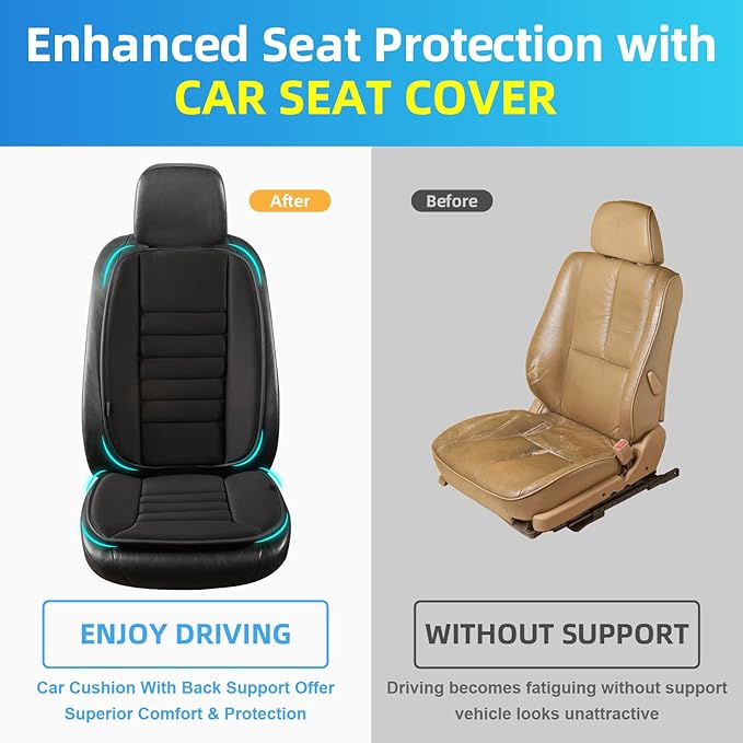 Car Seat Cushion with Back Support Pillow, Comfy Lumbar Support & Seat Cu...