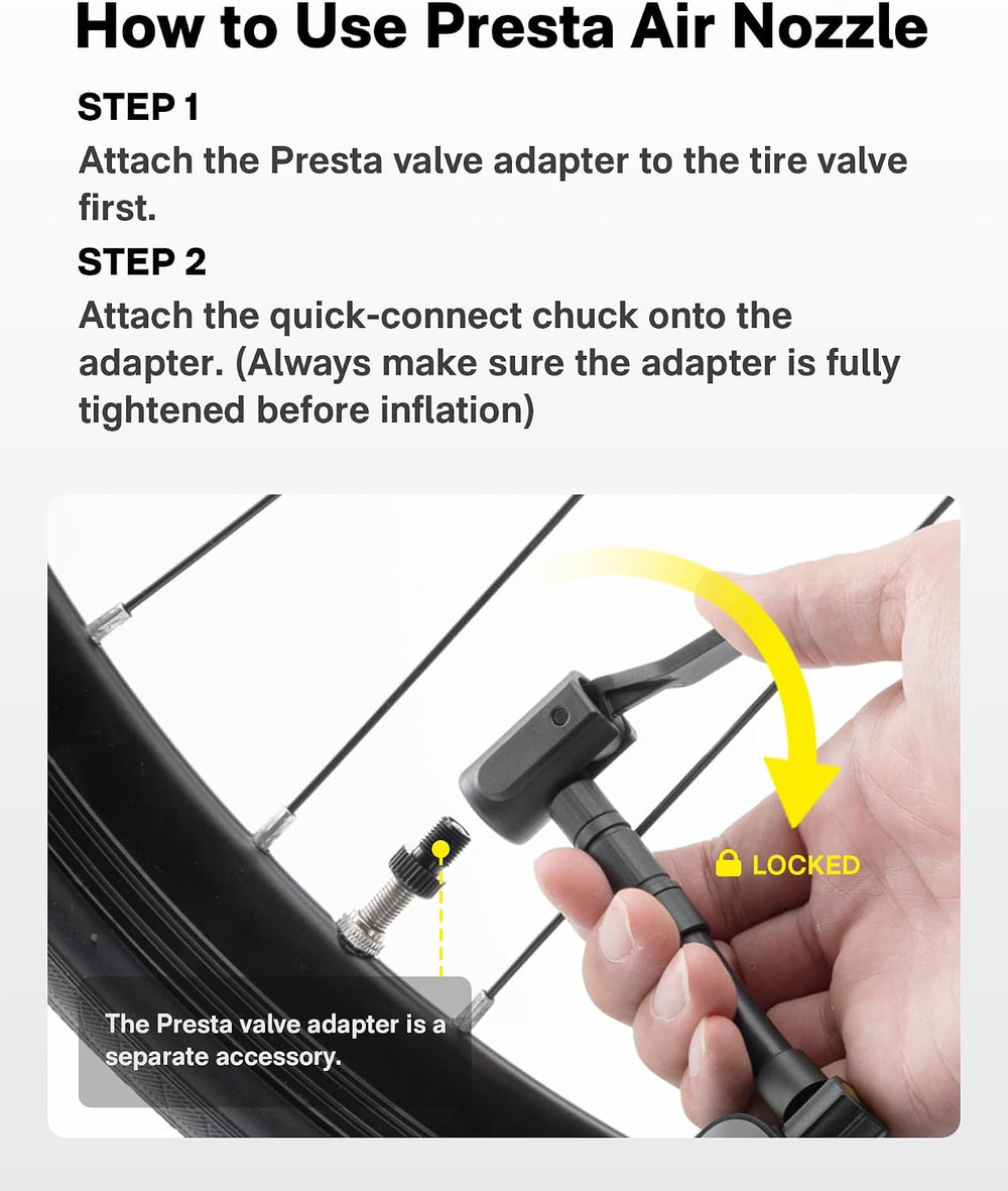 HOTO Electric Bike Tire Pump, Mini Bicycle Pump, 25s Fast Inflate