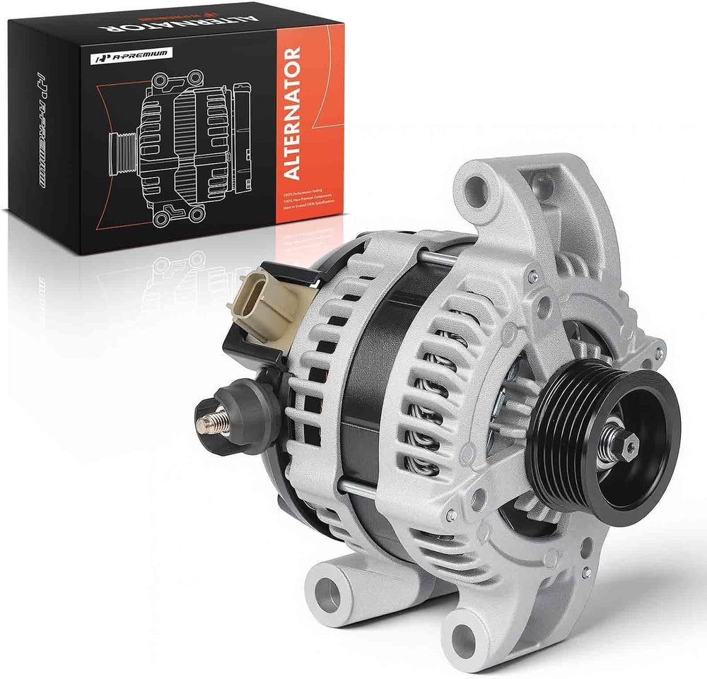 A-Premium Alternator, 12V 150A 6-Groove Pulley CW, Compatible with Ford