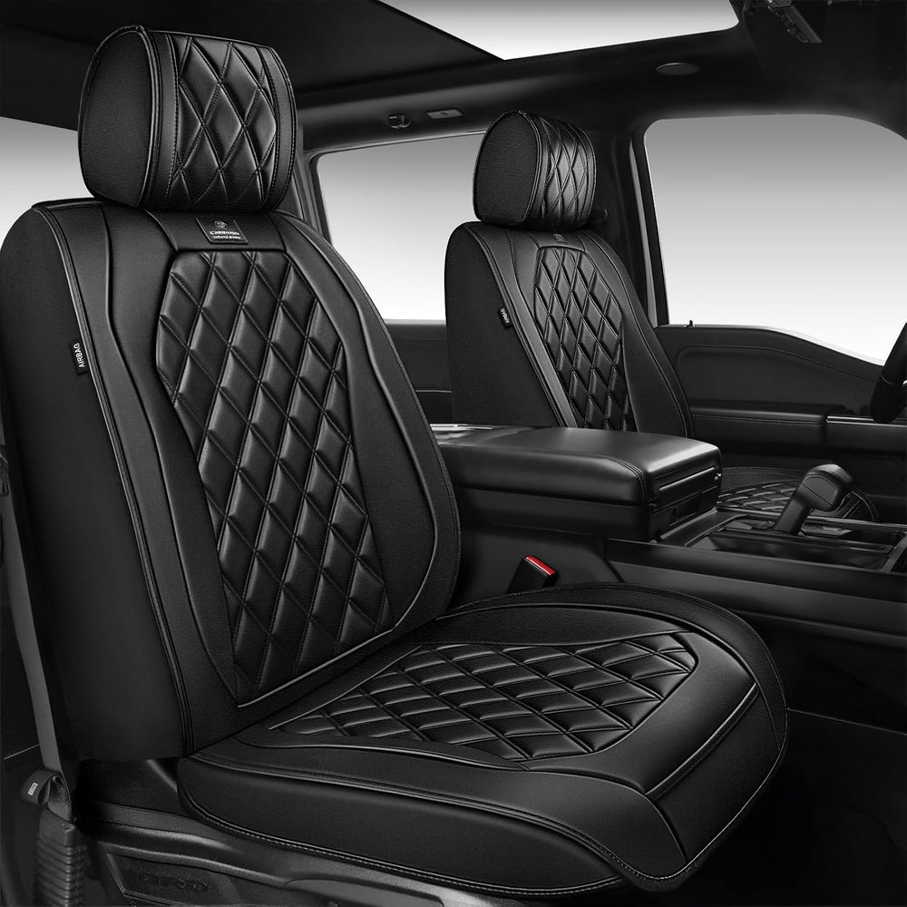CAR PASS Luxury Nappa Leather Car Seat Covers Front Seats Only, Waterproof Fa...