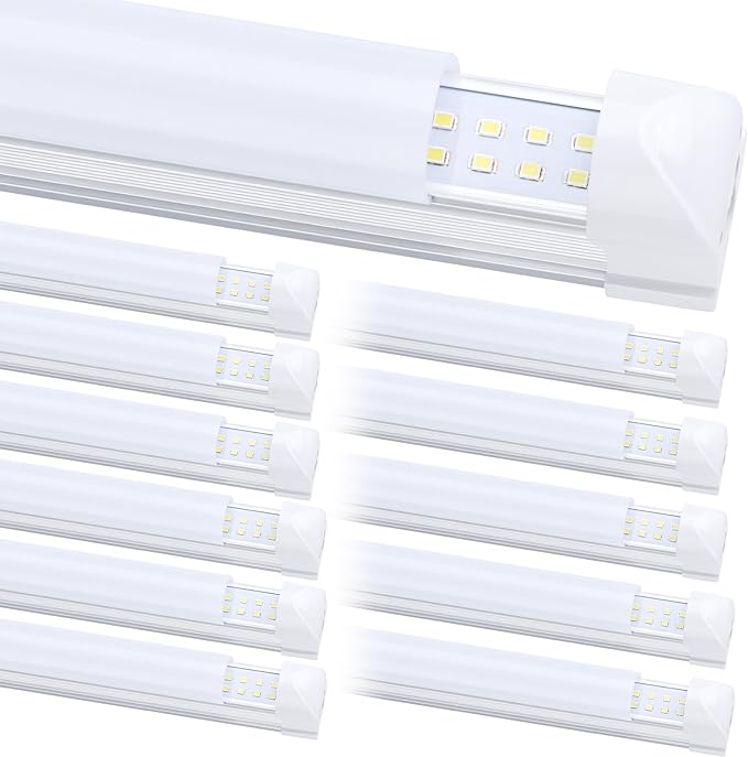 8FT LED Shop Light Fixture, Super Bright 100W 6000K Cold White 15000LM (12-Pack)