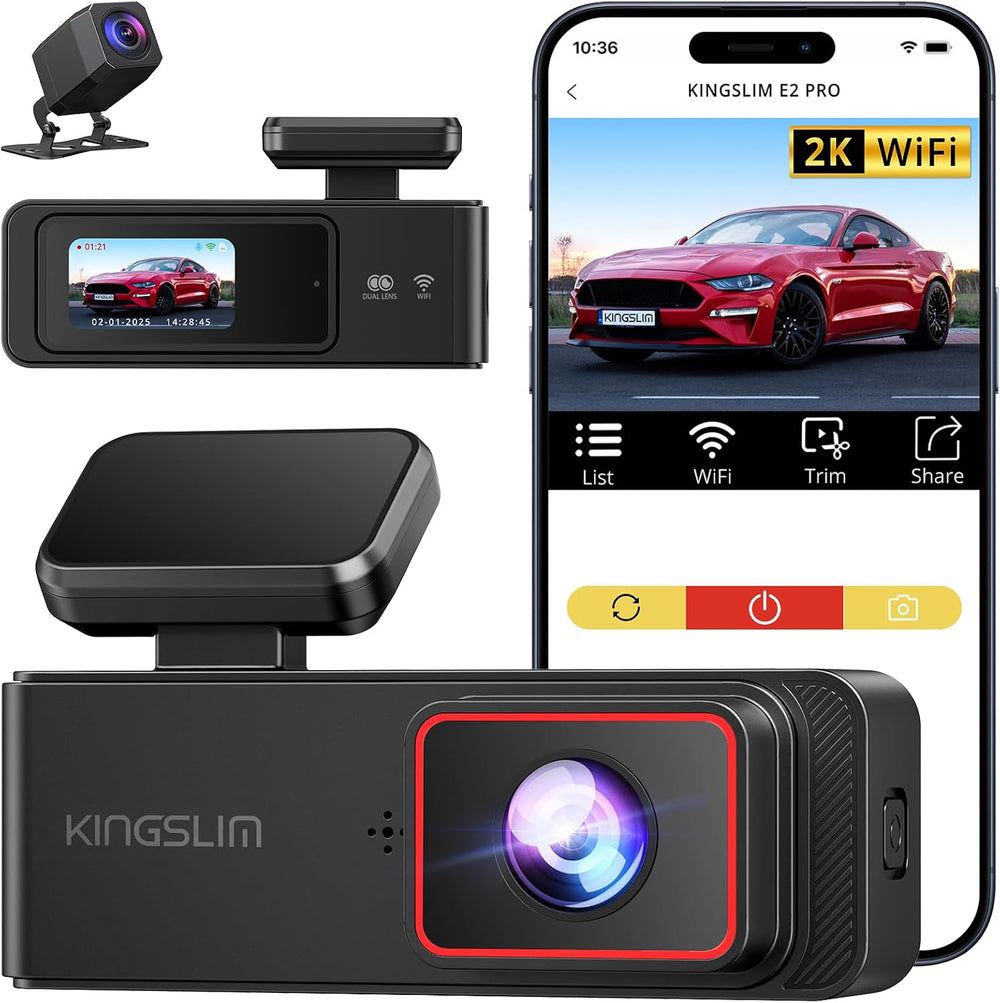 Wireless Dash Cam Front and Rear 2K, WiFi APP Dash Camera for Cars with 1.5&#...