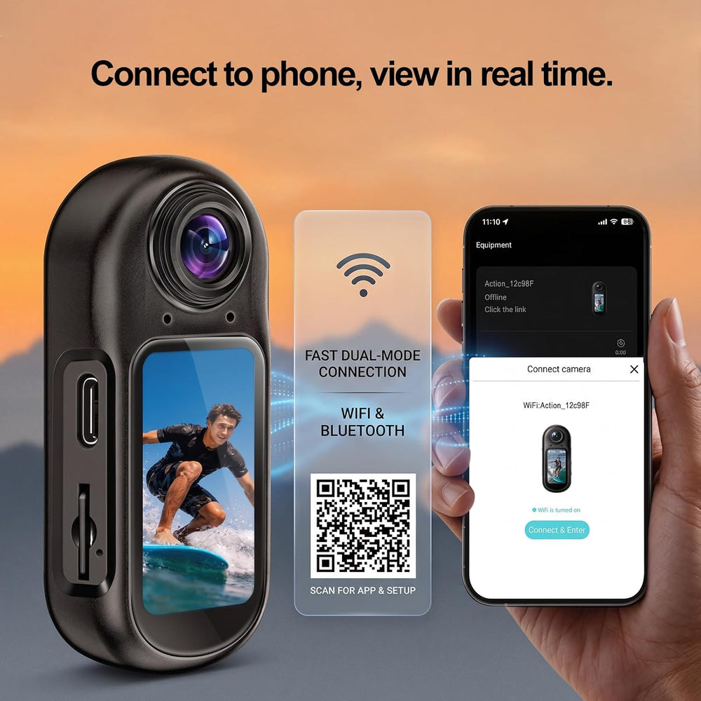 4K Mini Body Camera with EIS 6-Axis Stabilization,POV Action Camera