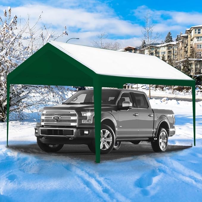 Rutile 10 x 20 FT Carport Replacement Cover, Heavy Duty Car Tarp Canopy Tent