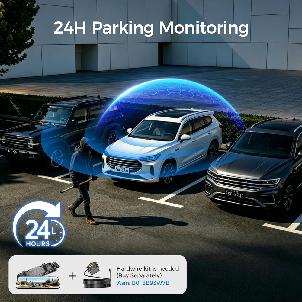 4K Mirror Dash Cam, Rear View Mirror Camera 10'', FHD Full Touch Scre...