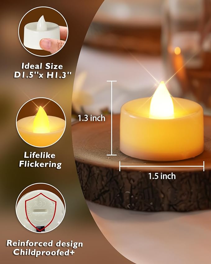 Homemory 100-Pack Flameless LED Tea Lights Candles Battery Operated, 200+Hour...