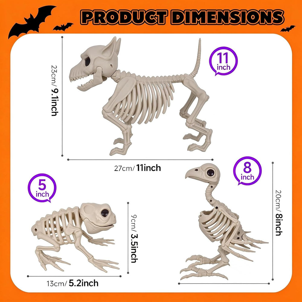 Posable Halloween Skeleton Decorations, 3 Pack Full Body Jointed Skeleton Set...