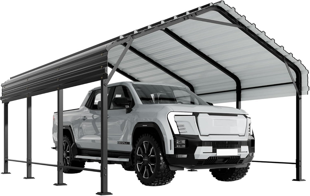 Shintenchi 12x15 FT Metal Carport, Oversized Carport Garage with Enhanced Bas...