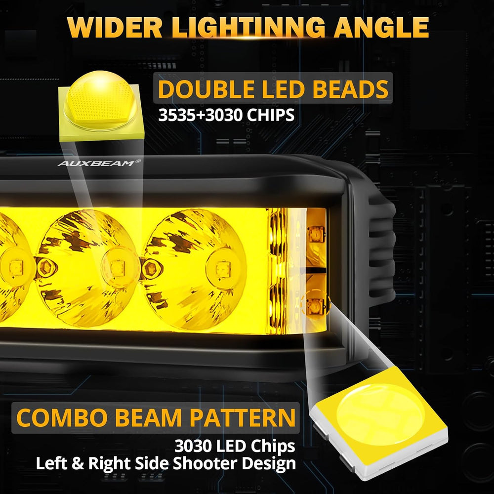 Auxbeam 5inch 68W Amber Fog Light Side Shooter Pod Lights Spot Flood Combo