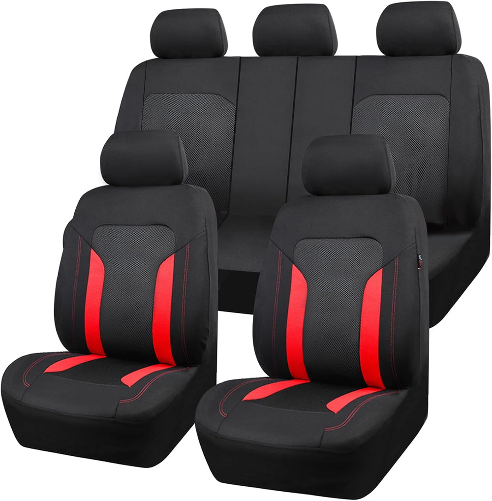 CAR PASS 3D Air Mesh Car Seat Covers Full Set, Breathable Sporty Rear Bench w...