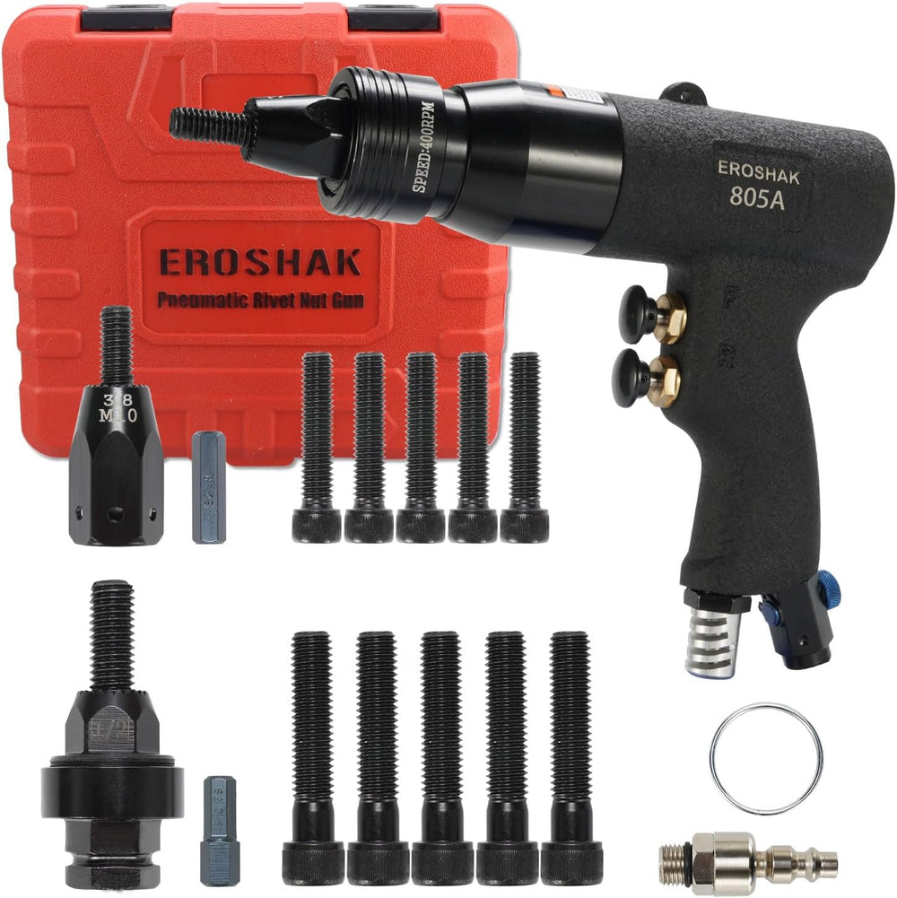 Pneumatic Rivet Nut Gun 3/8, 1/2 Self-Locking Head Gun with Replacement Mandr...