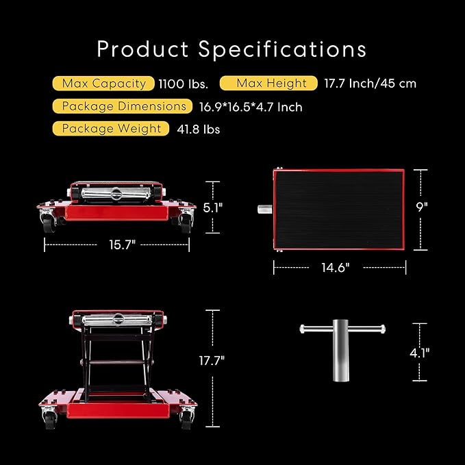 VIVOHOME 1100 Lbs Steel Wide Deck Motorcycle Lift ATV Scissor Lift Jack