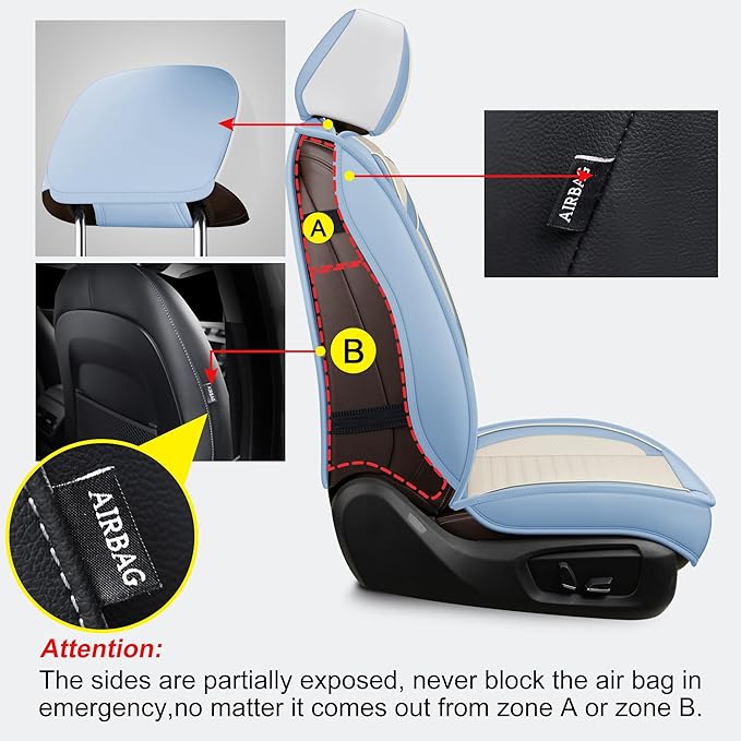 LINGVIDO Universal Car Seat Cover, Breathable and Waterproof Faux Leather