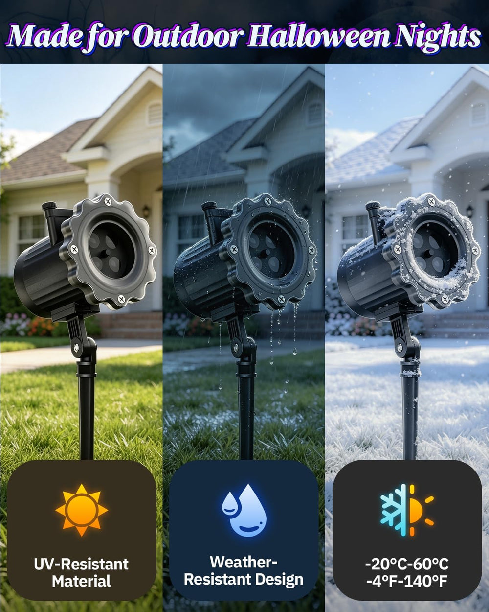 3 in 1 Halloween Projector Lights, Dynamic Halloween Projector Outdoor