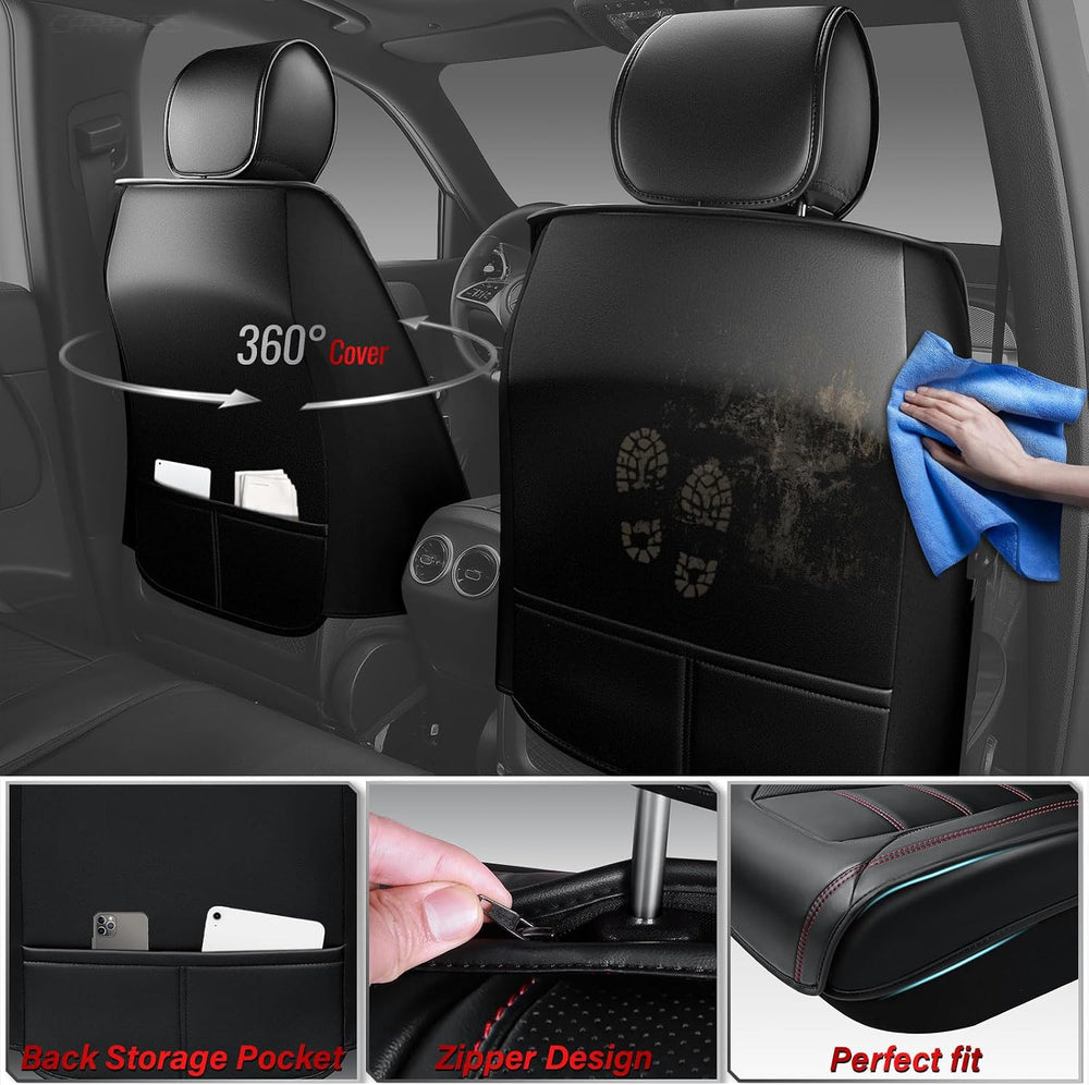 CAR PASS Luxury Nappa Leather Car Seat Covers Front Seats, Waterproof Seat Co...