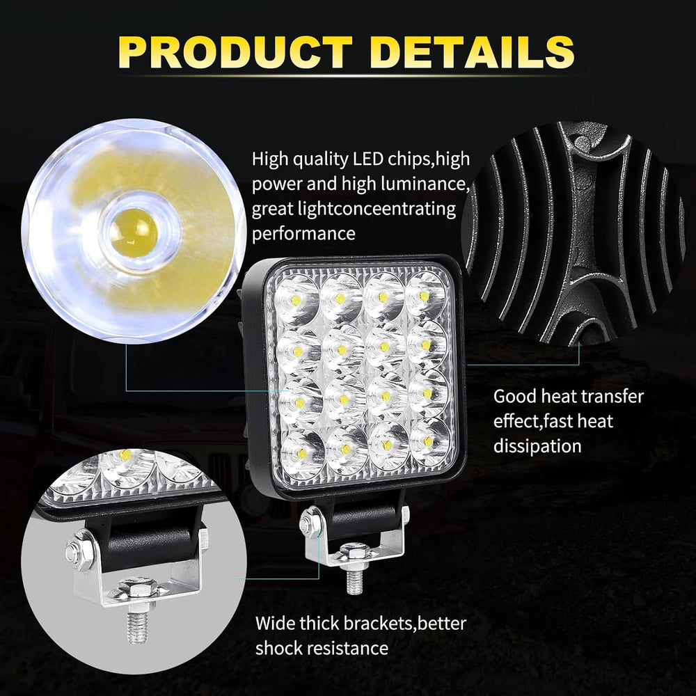 SKYWORLD led lights Offroad, 10pcs 3.34 inch 48W Square Spot Mini Driving Fog...
