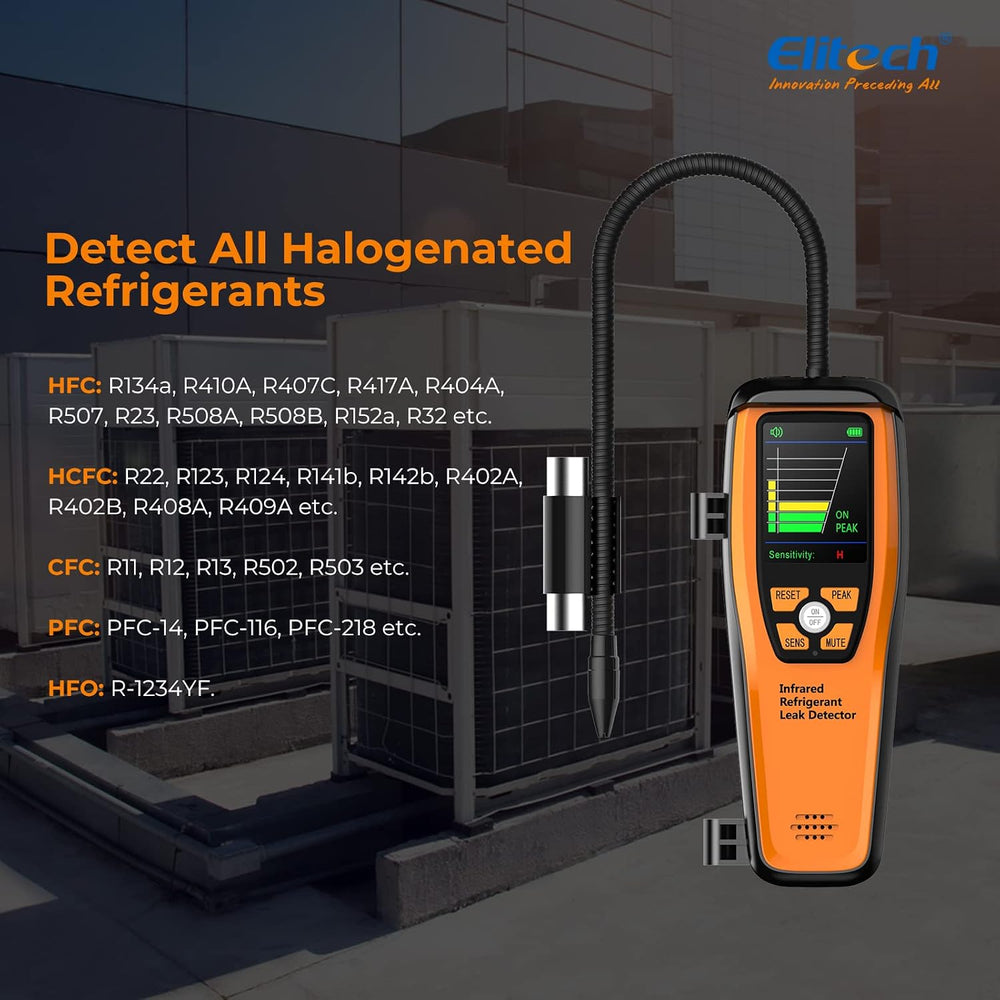 Elitech HVAC Refrigerant Leak Detector 10 Yrs Infrared Sensor Life, Halogen F...