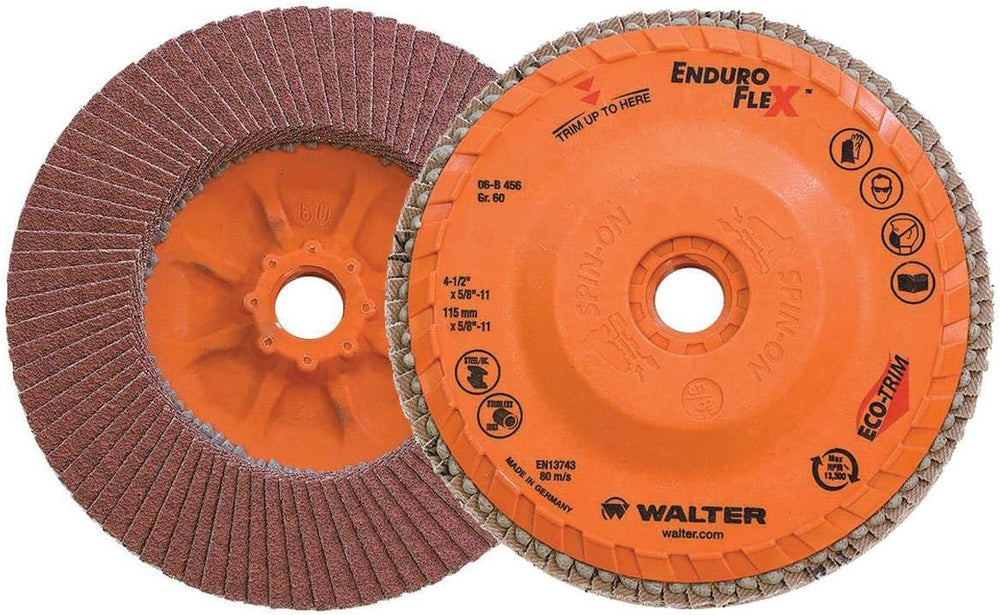 Walter Enduro-Flex™ Flap Disc, Spin-On 4-1/2" X 5/8"-11 Grit 60, Pa...