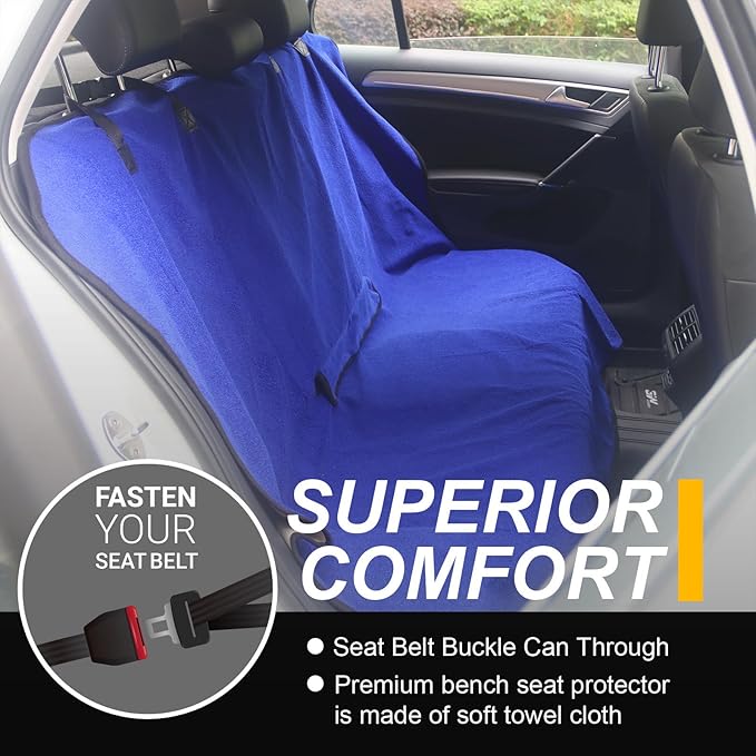 Back Seat Cover for Car Trucks Van SUV, Waterproof Rear Bench Towel Seat Covers