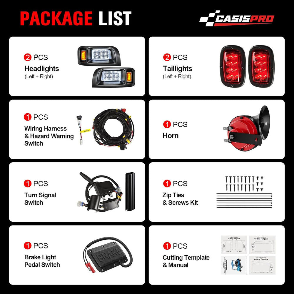 12V Deluxe Golf Cart Light Kit for Club Car DS 1993-UP, Street Legal Club Car...